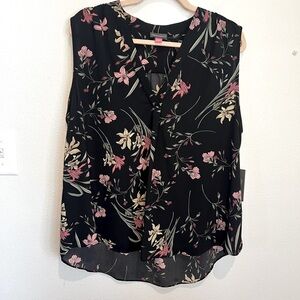 Vince Camuto Black and Pink Wrap Blouse Sleeveless